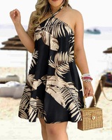 Summer with this Tropical Print Halter Neck Dress 6